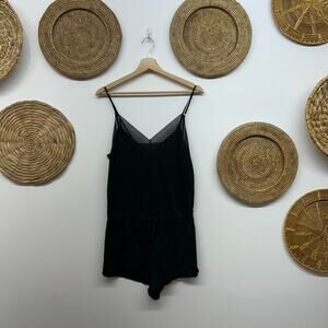 Victoria's Secret Black Sleep Romper Pajamas Large Lace Soft Comfy Sleeveless